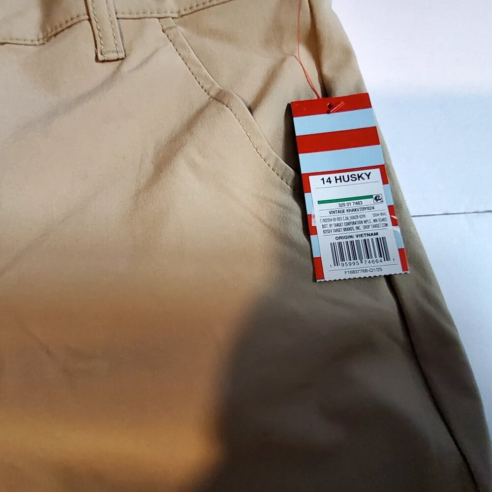 Cat & Jack Boys School Uniform Khaki Pants S 14 Husky Designed with belt loops - Picture 3 of 10